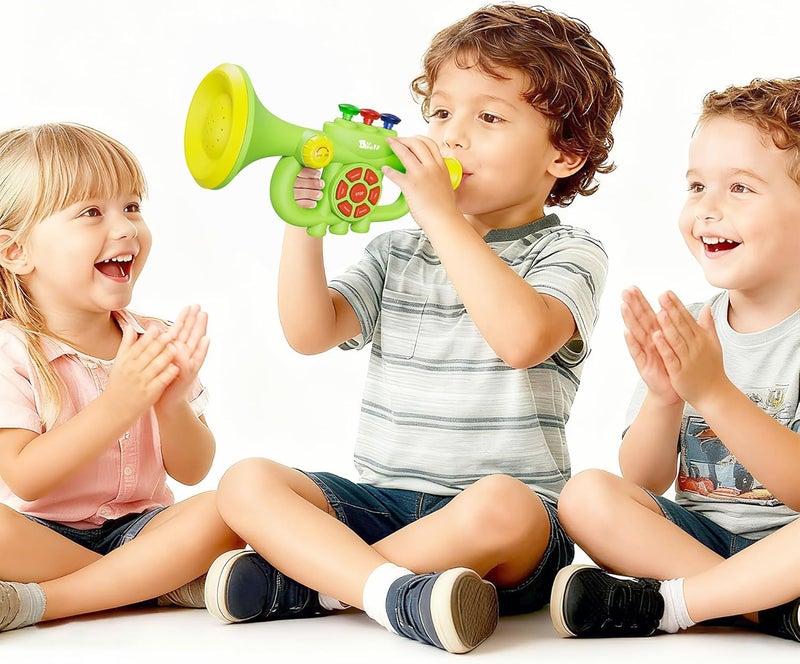 DOLPH HUG Generic Toddler Musical Trumpet Toy for Kids - Musical Enlightenment Instrument Toy, Develops Musicality, for Boys Girls Ages 3 4 5 6 7 8, Green - Image 3